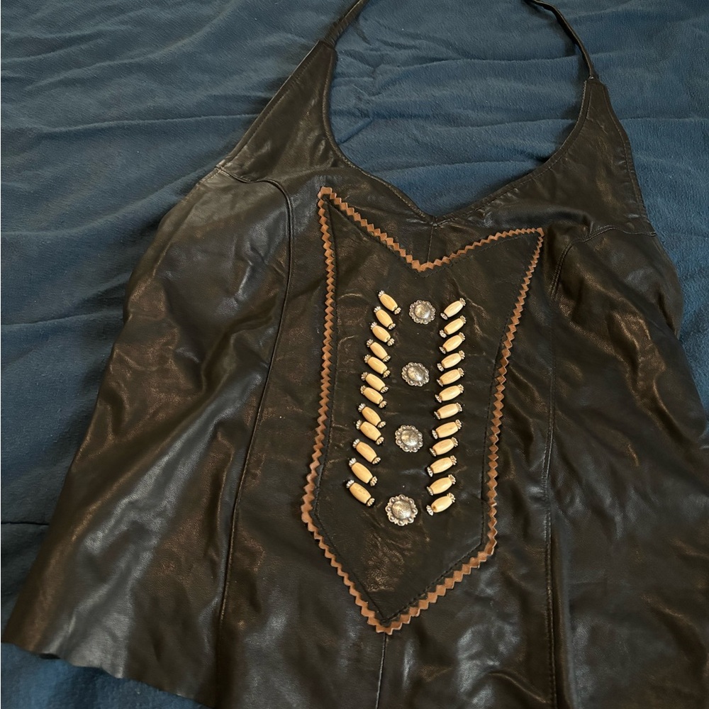 Leather halter top